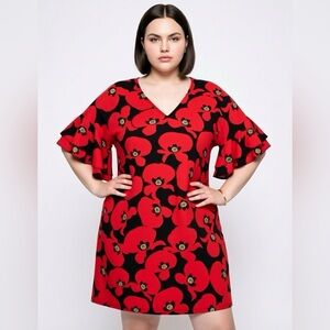 Eloquii size 20 Women's Dynamite Drama Sleeve Multicolor Bold Floral Plus Dress